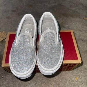 Vans Kids Glitter Silver Sneakers